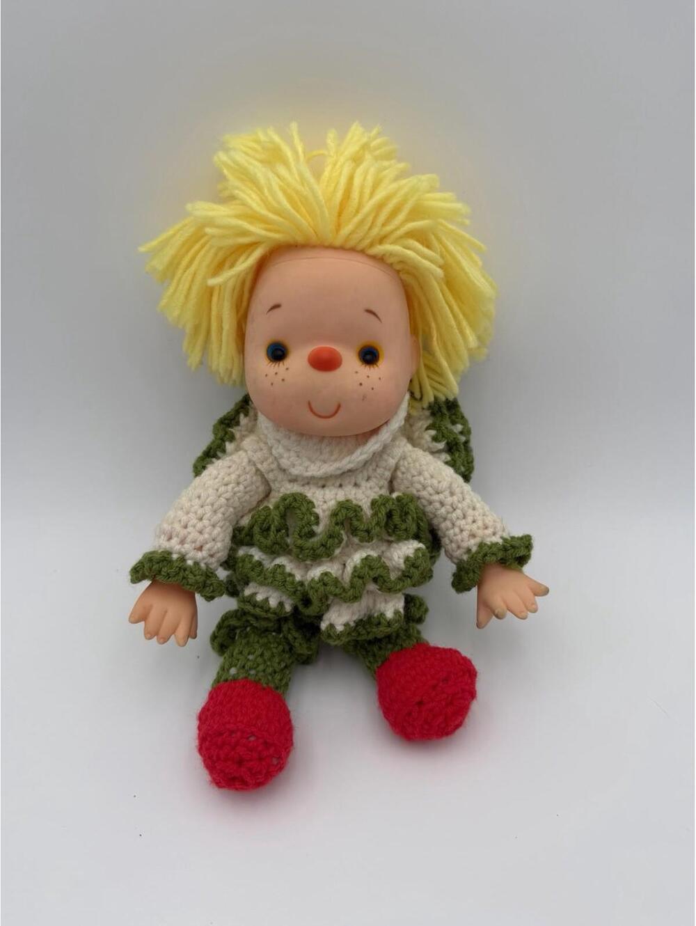 Vintage Doll with Handmade Crocheted Outfit Ice Cream Doll Face 12"